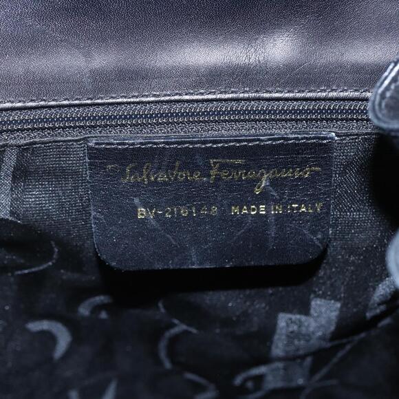 Salvatore Ferragamo Gancini Backpack Leather Black Gold Auth 153904 main image 16